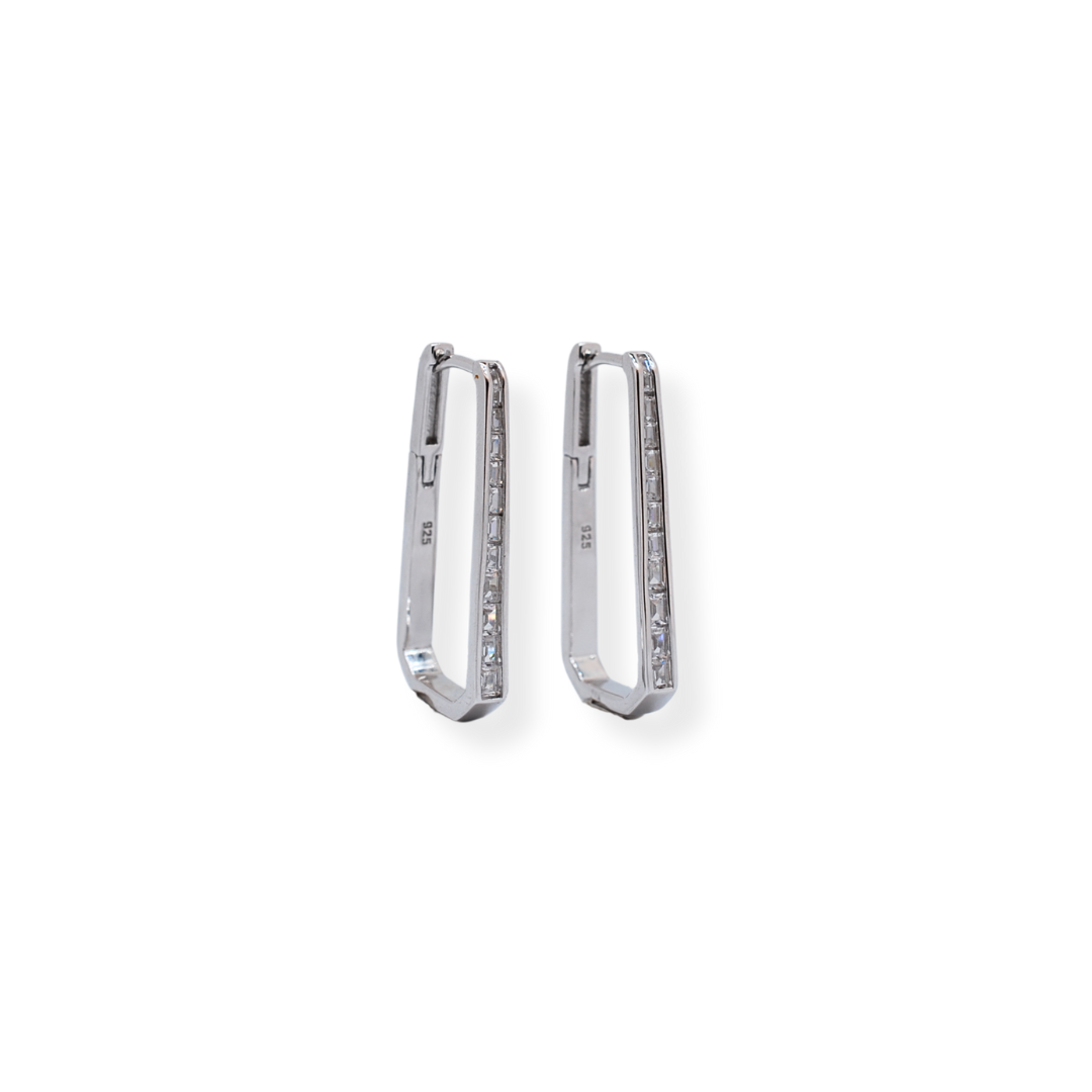 Silver cz hoop earrings