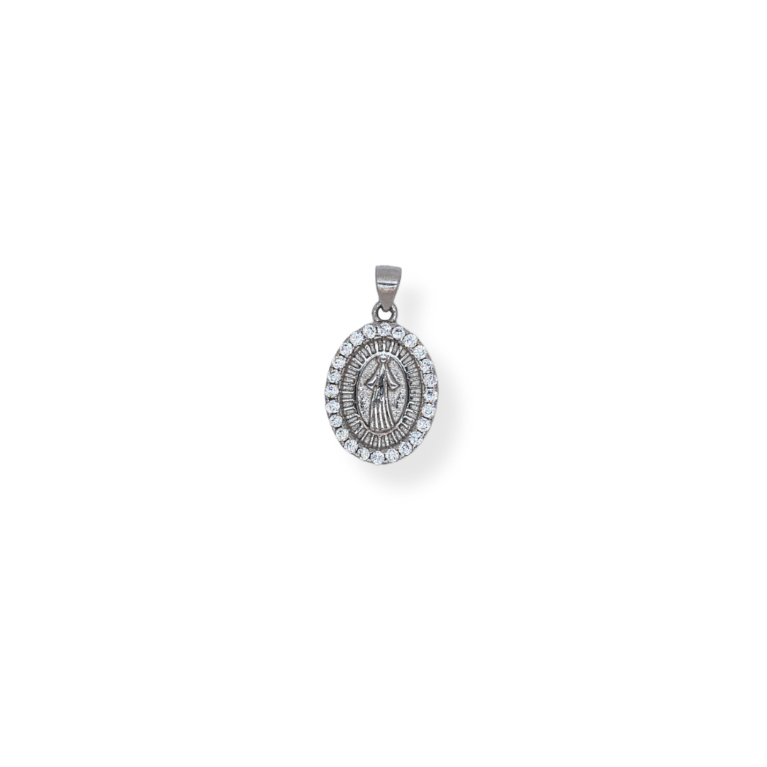 Silver cz Mary pendant