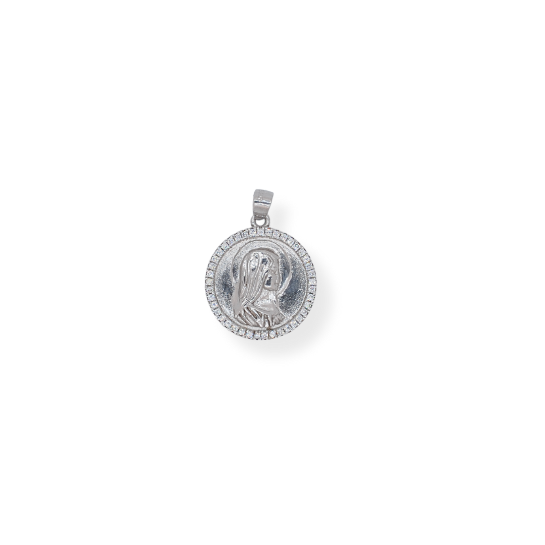 Silver cz Mary pendant