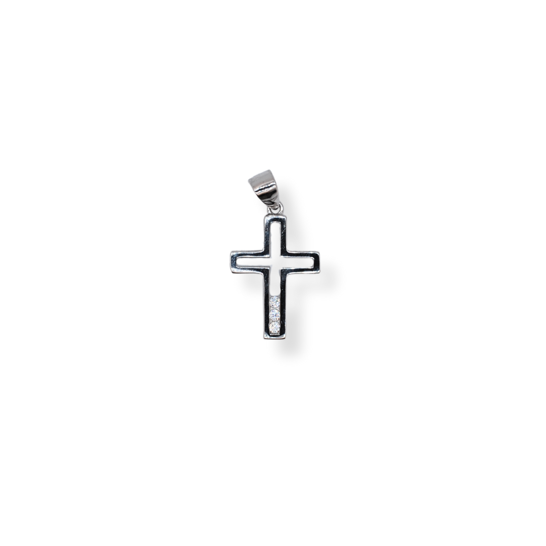 Silver cz cross pendant