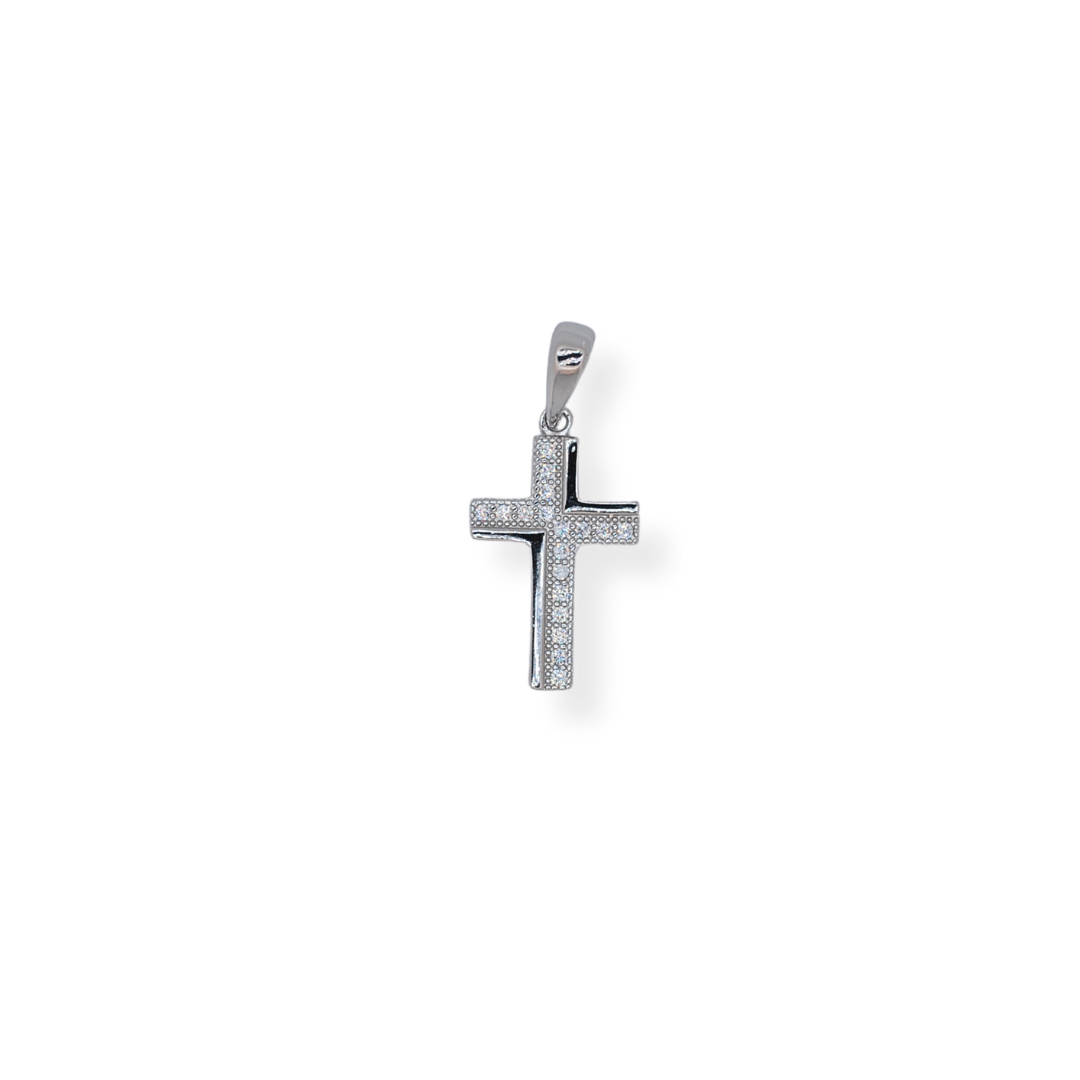 Silver cz cross pendant