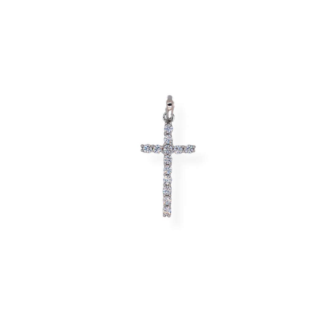 Silver cz cross pendant