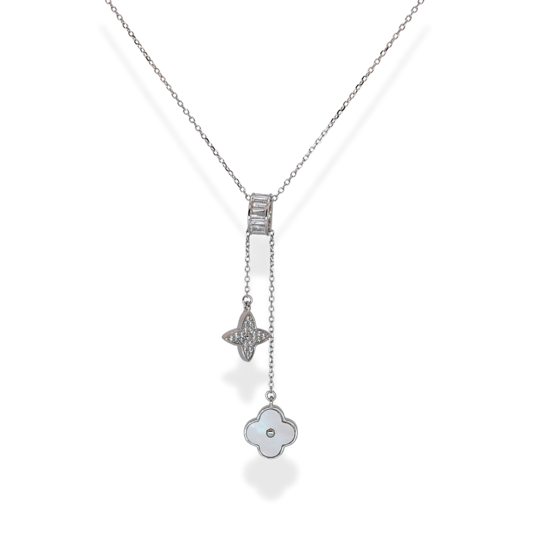 Silver cz hanging necklace