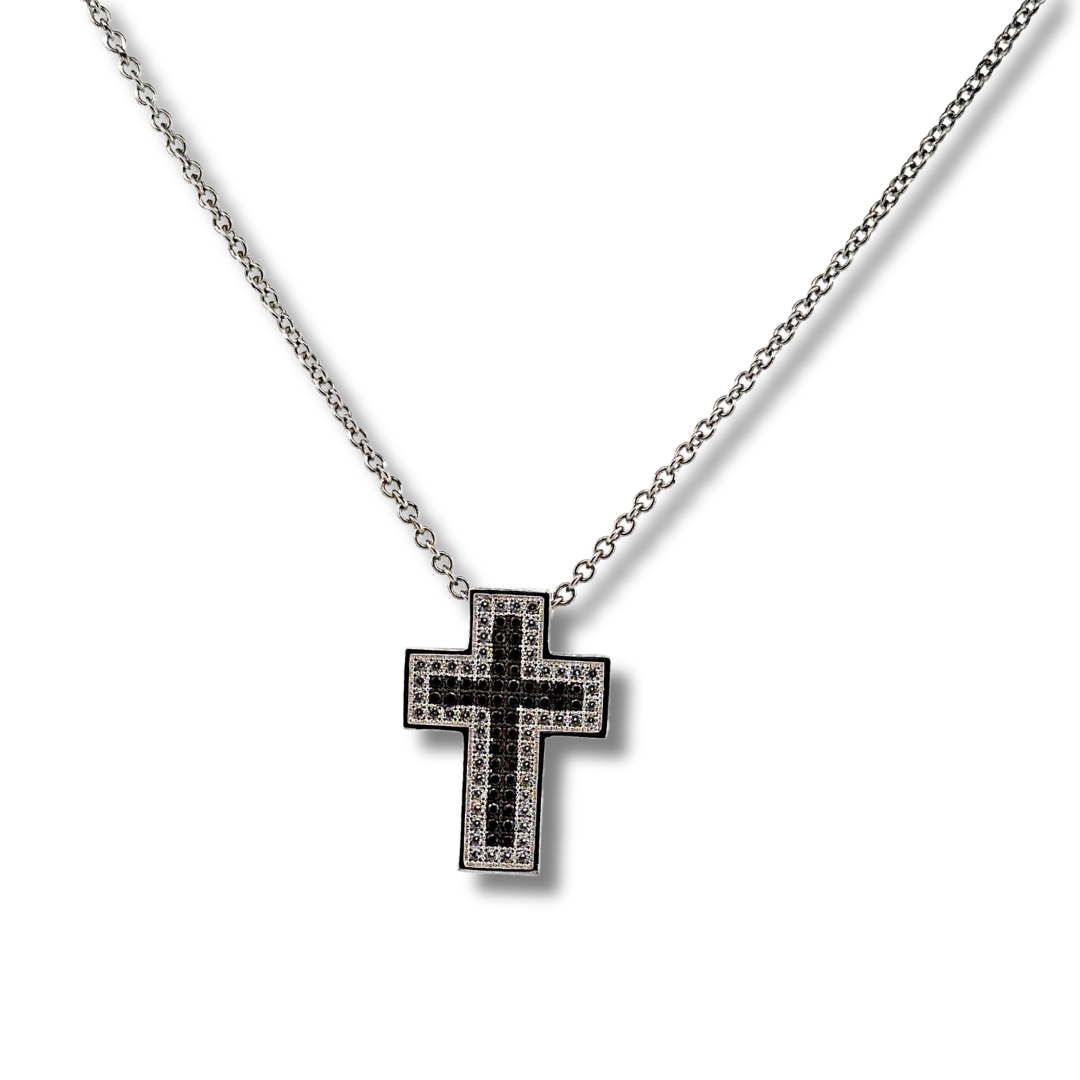 silver cz cross necklace